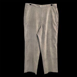 Alfred Dunner Faux Suede Pants Sz 14 Short Pewter Gray Comfort Waist Easy Care
